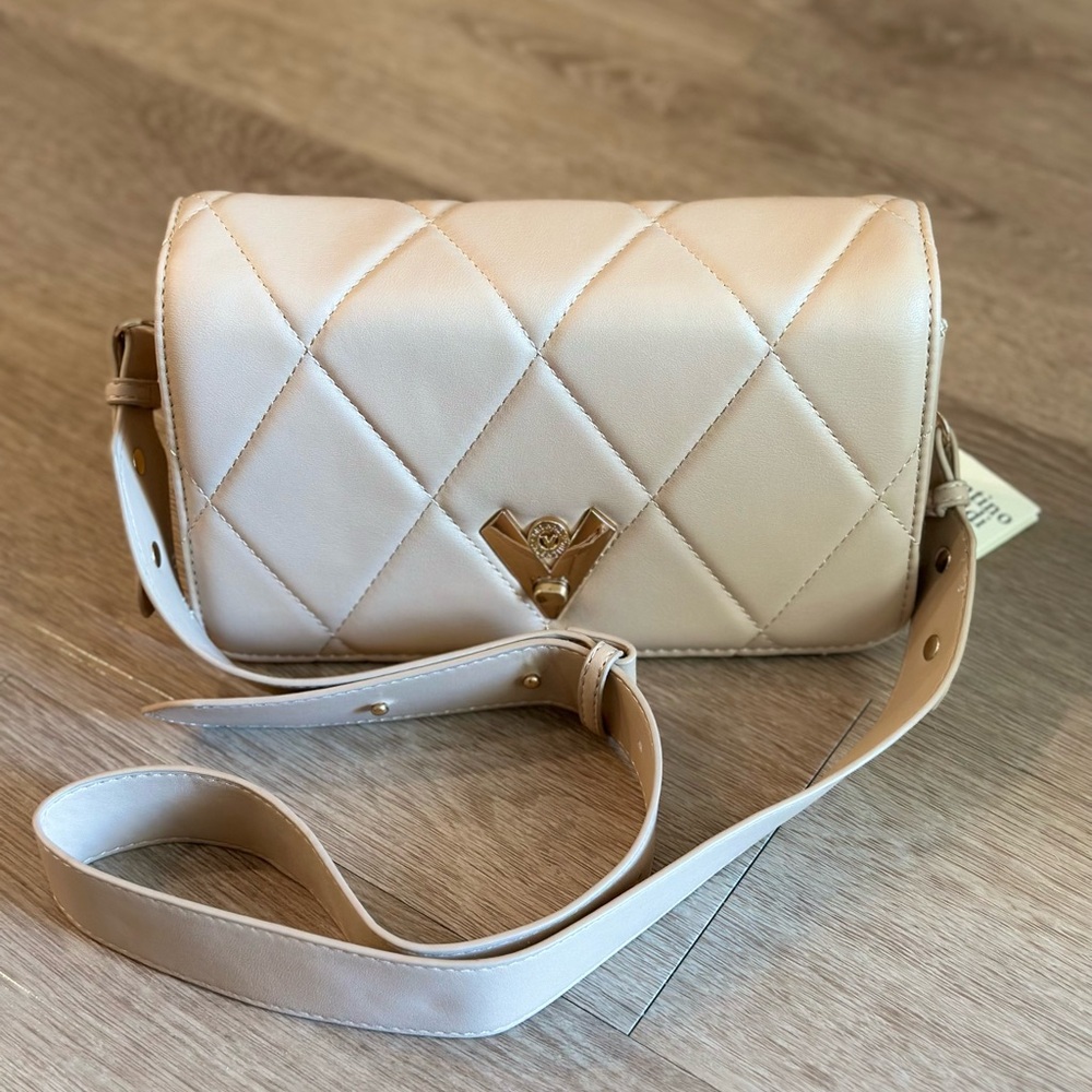 Valentino Orlandi Quilted Crossbody Bag color Taupe